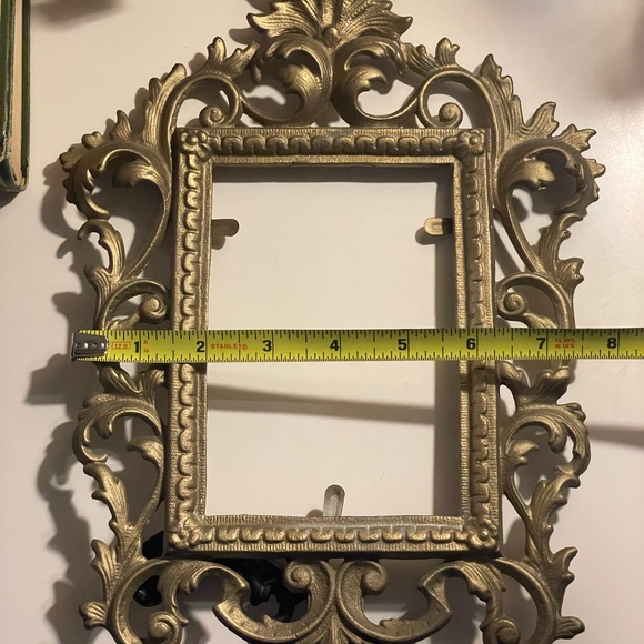 ✨ antique ornate filigree Vintage Art Nouveau Brass Mirror or picture Frame - Picture 3 of 14